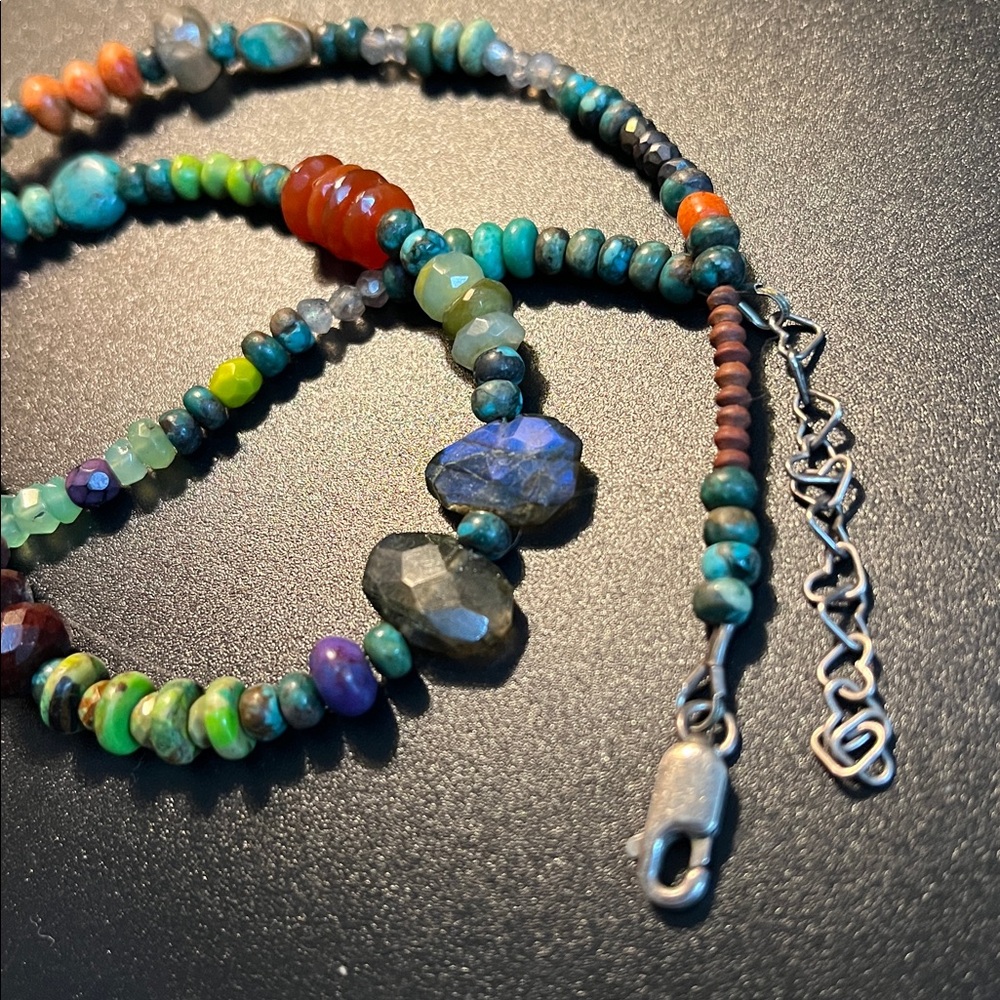16-18” Multicolor semiprecious Gemstone Beaded Necklace - Picture 11 of 11